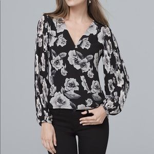 White House Black Market black and white blouse